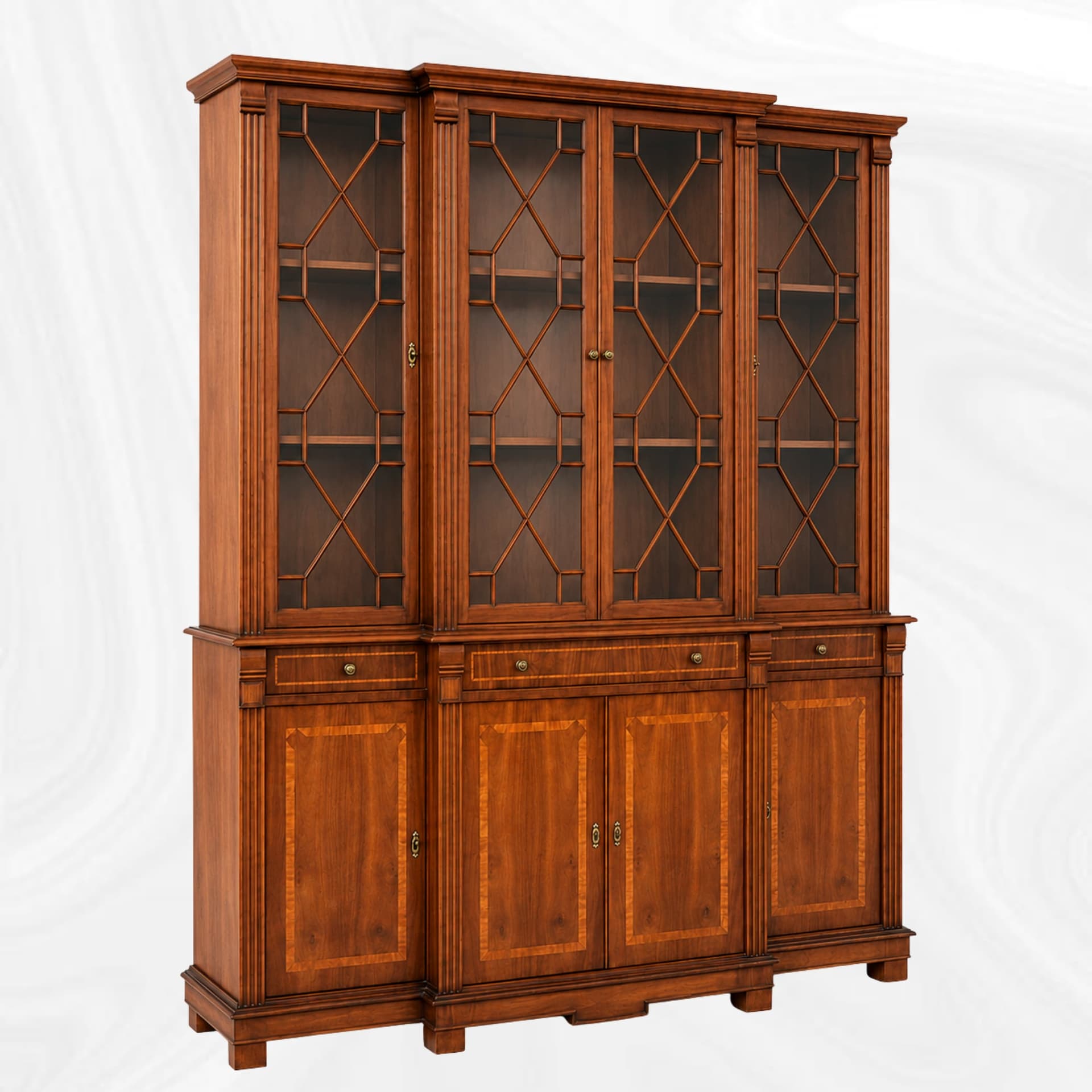 Glazed bookcase, alternate three-quarter view