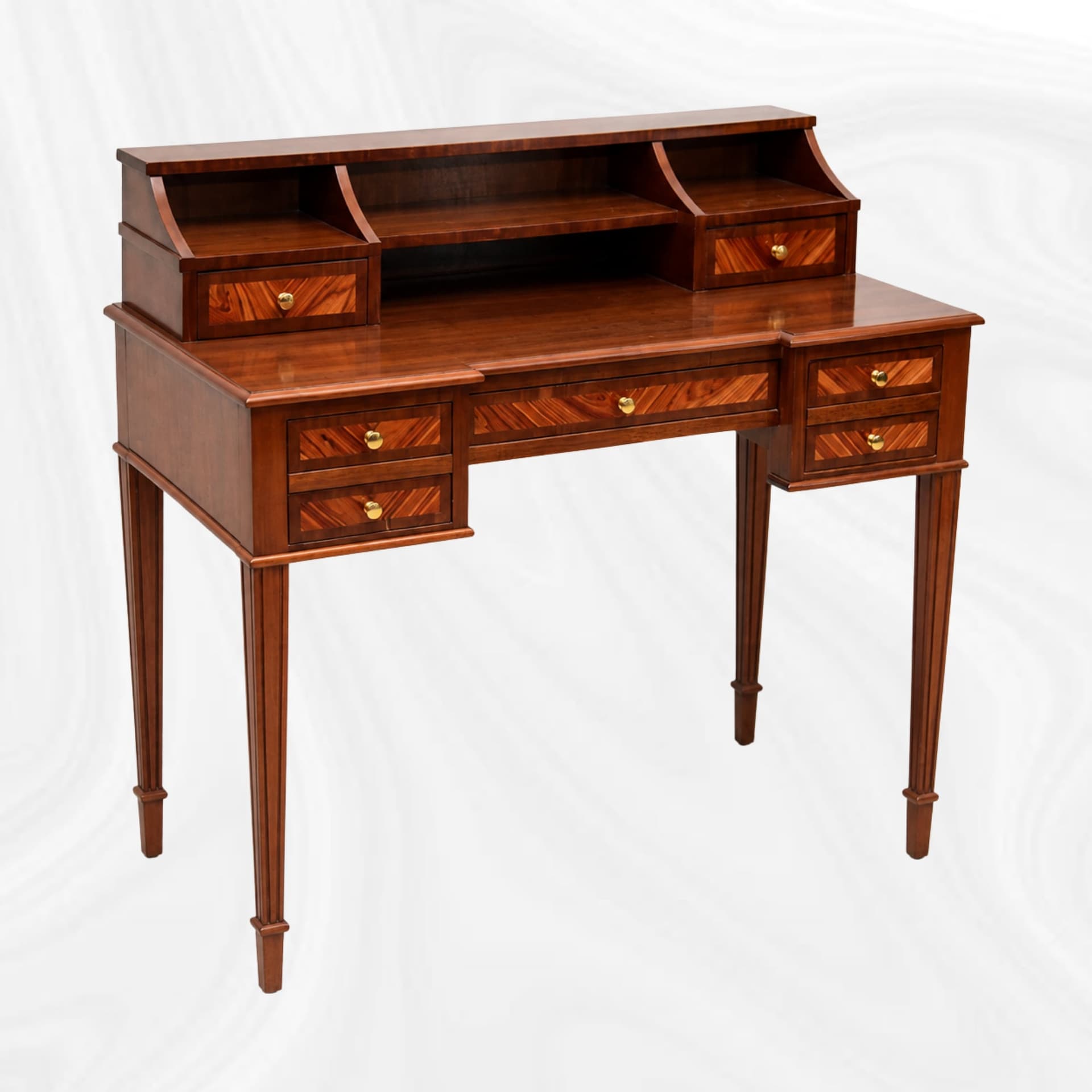 Bureau a gradin avec niches et tiroirs, vue de trois quarts