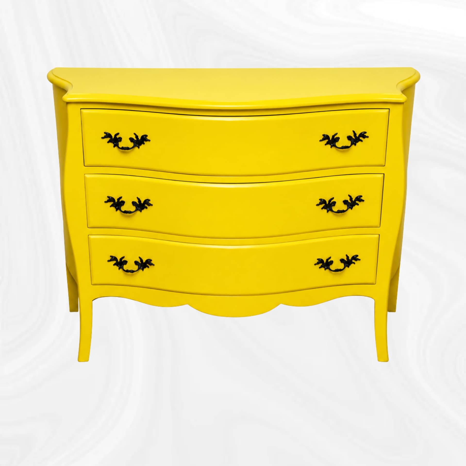 Commode galbee jaune, seconde vue de face