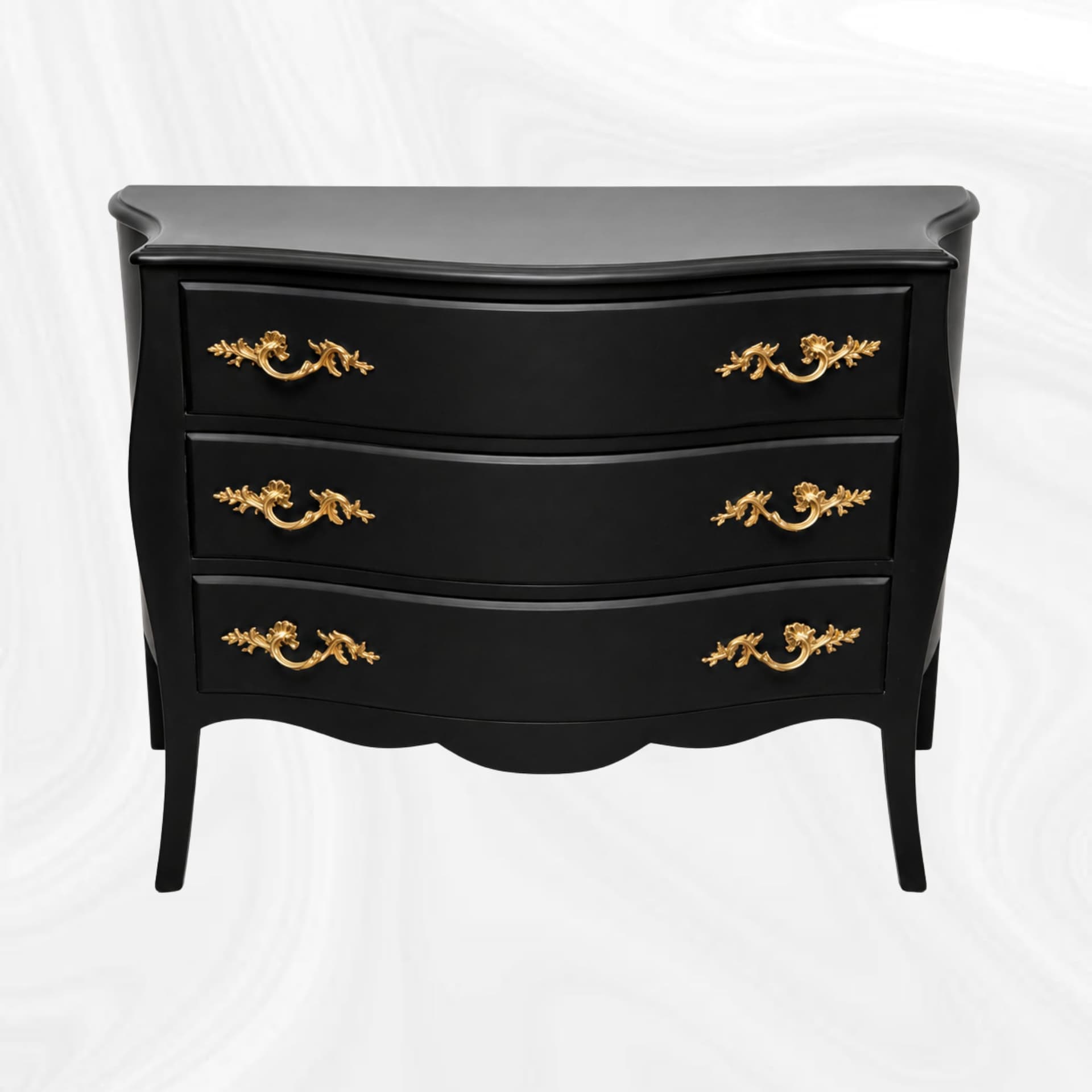 Commode galbee noire, seconde vue de face