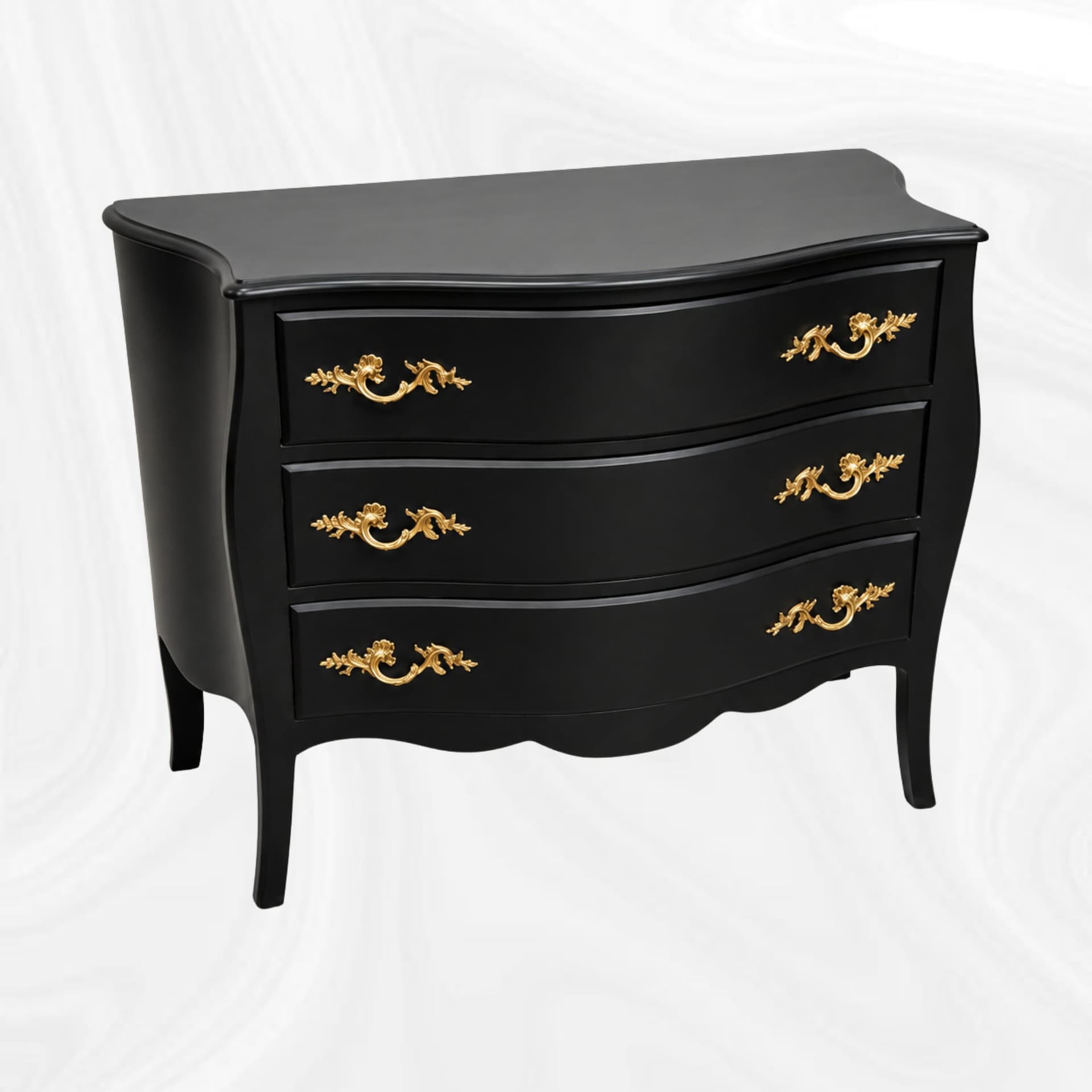 Commode galbee noire, vue de trois quarts alternative