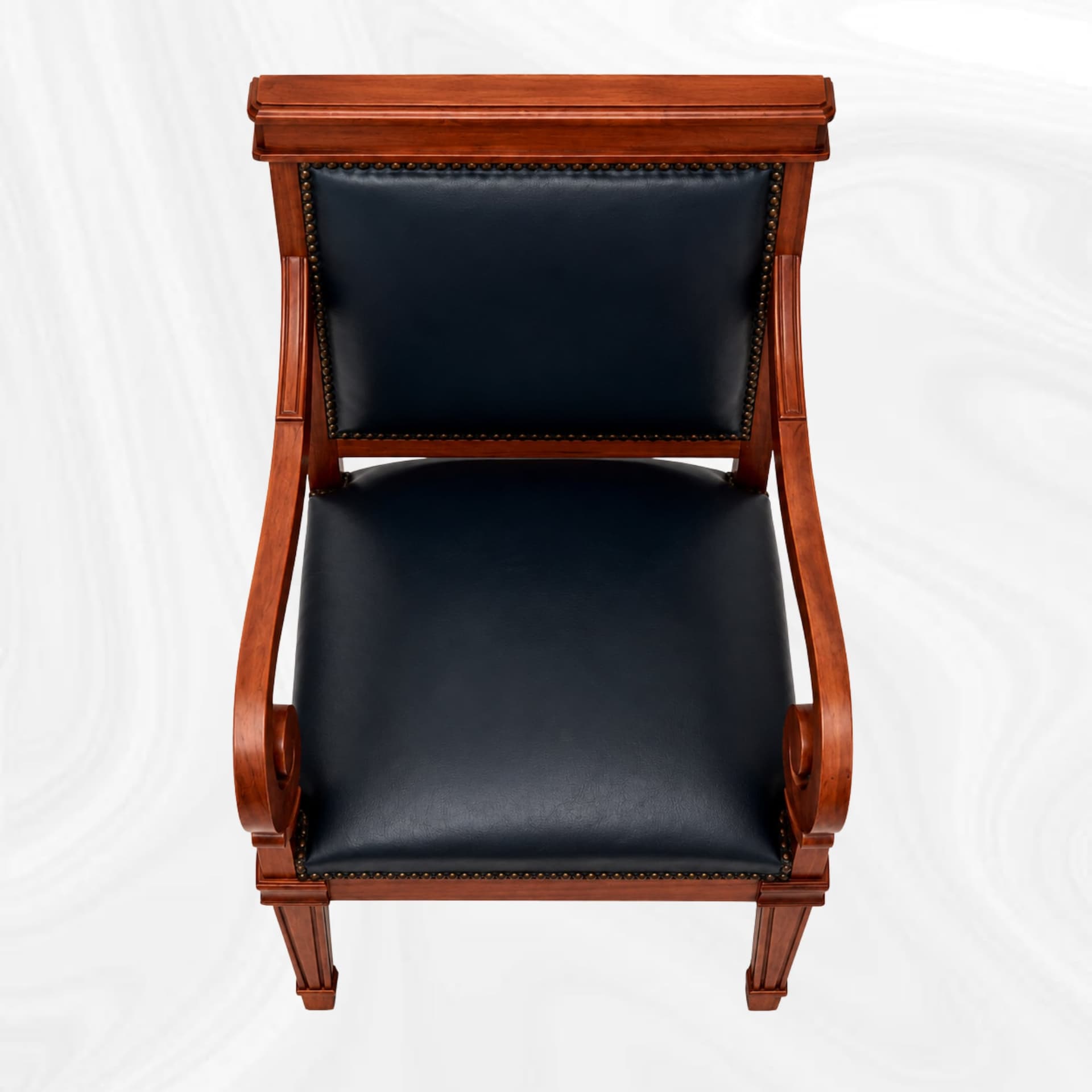 Fauteuil de bureau, vue haute de l'assise et des accotoirs