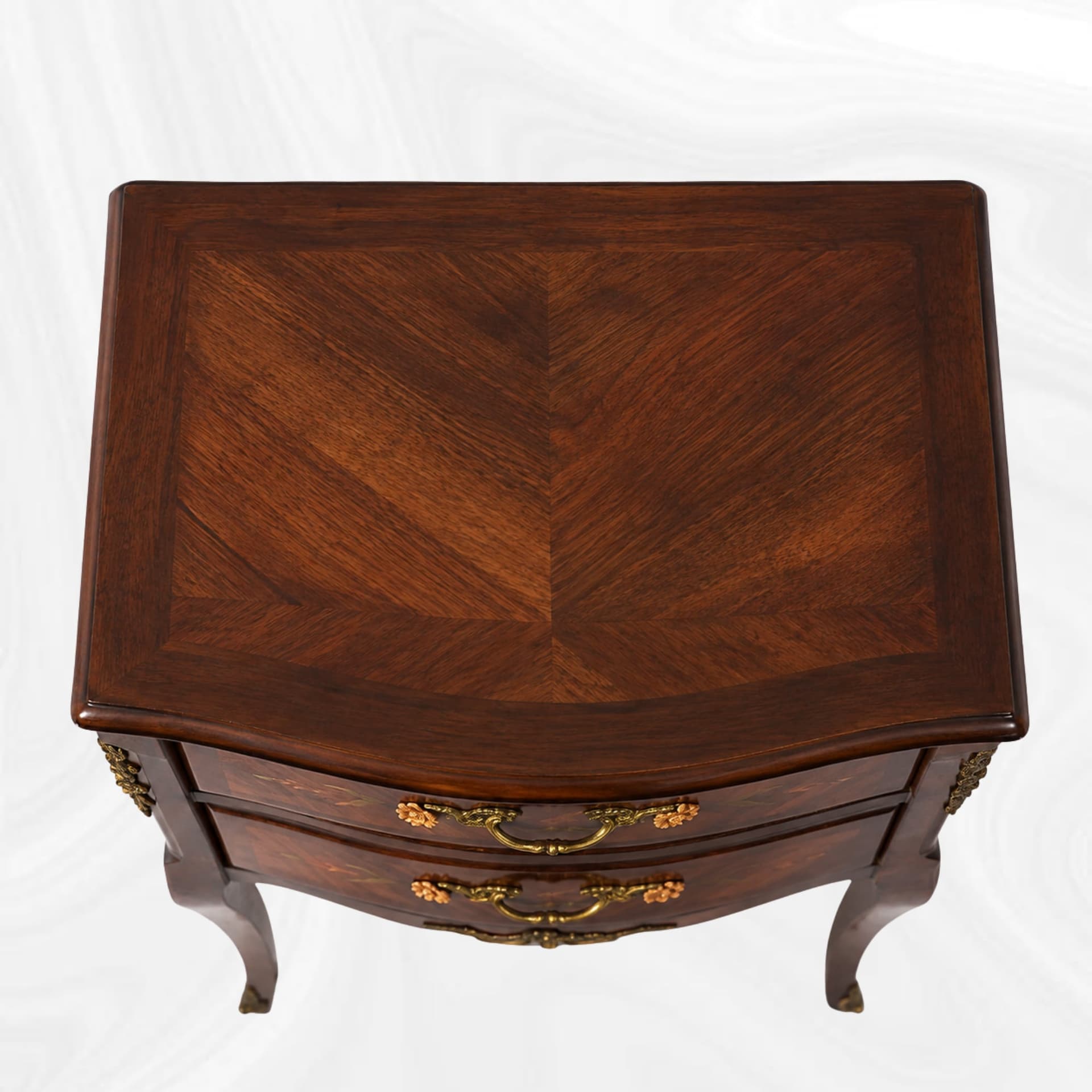 Curved occasional table, top view of the tabletop