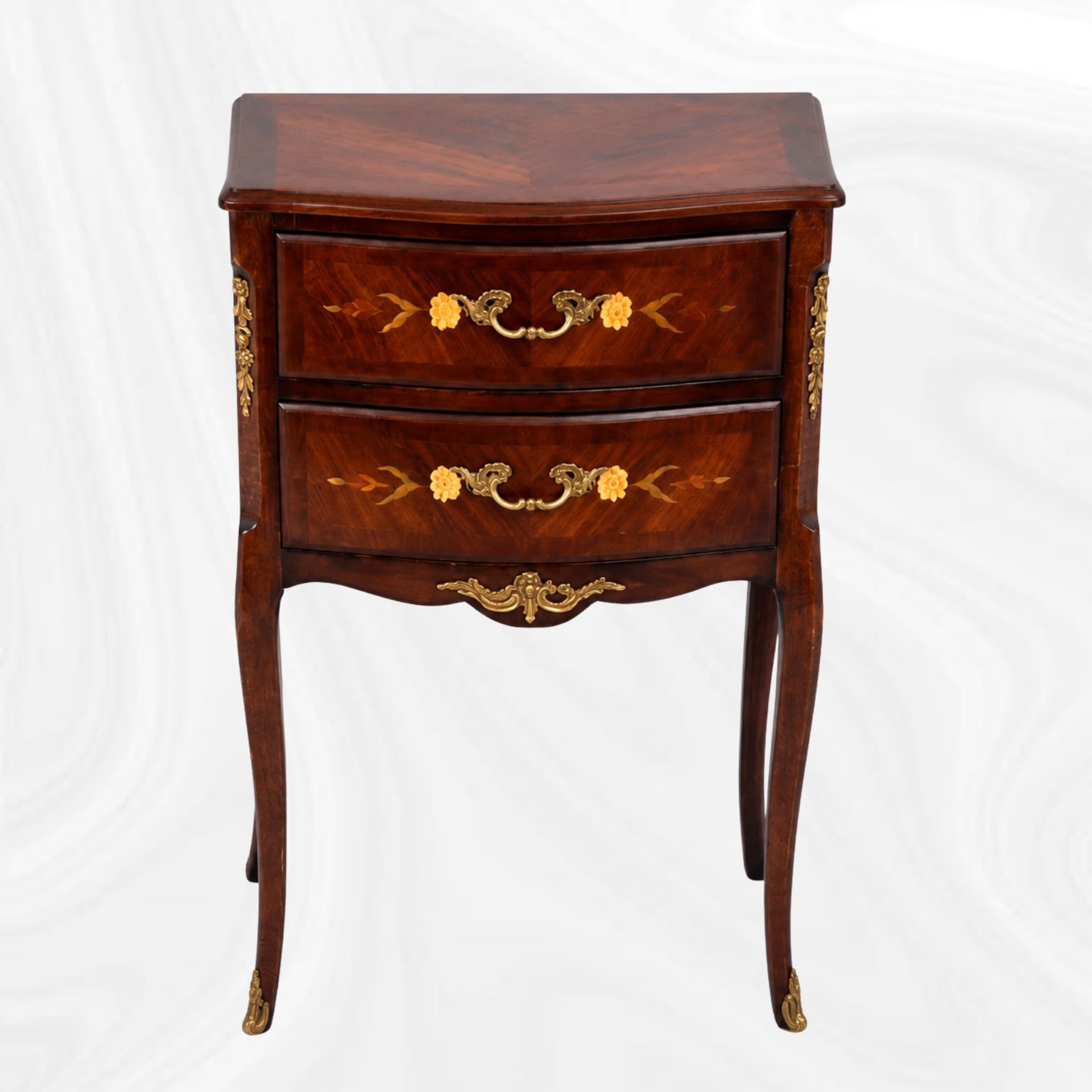 Curved occasional table, front view