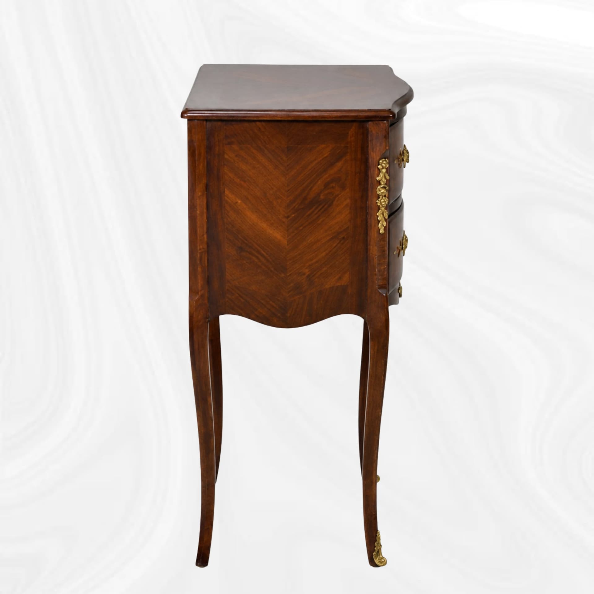 Curved occasional table, side view