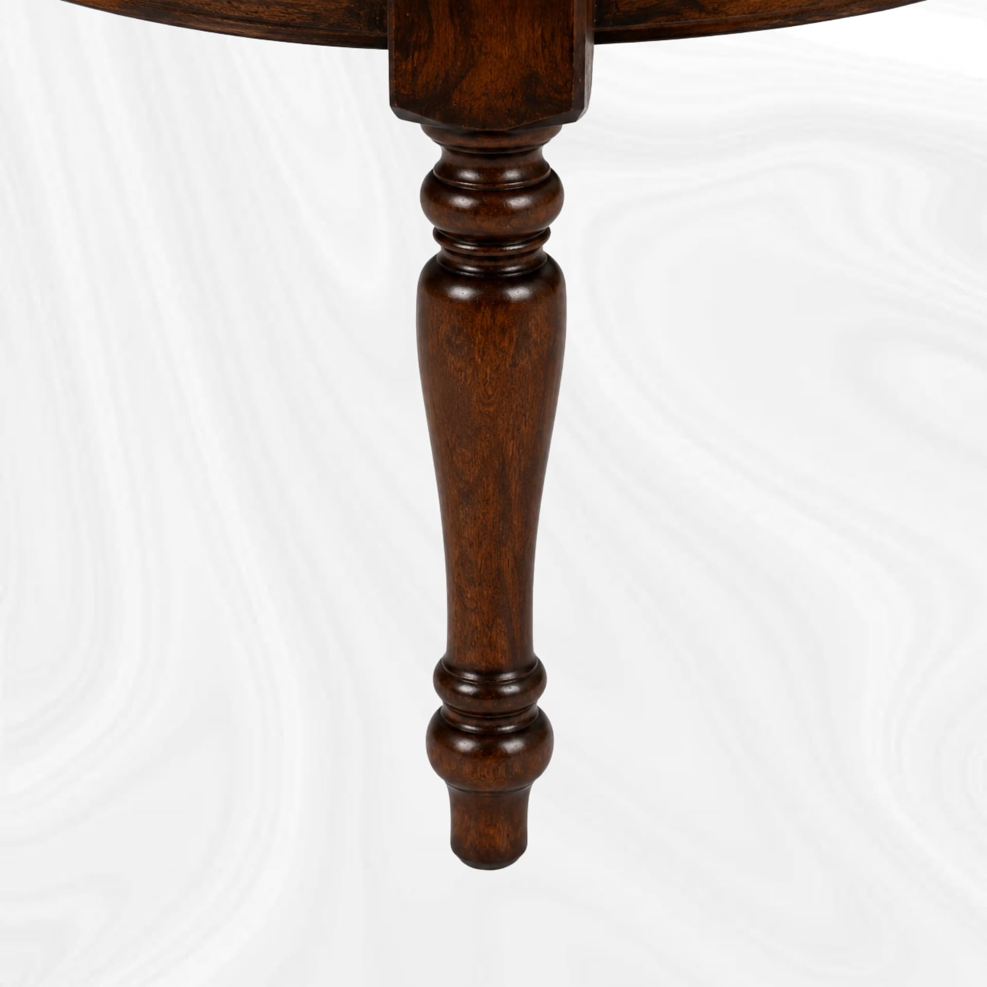 Detail of the turned leg of the round table